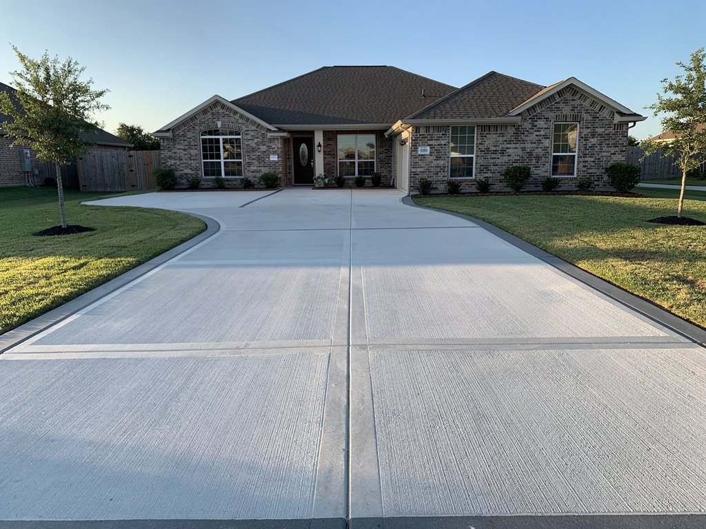 Beautiful concrete driveway installation in Cypress TX